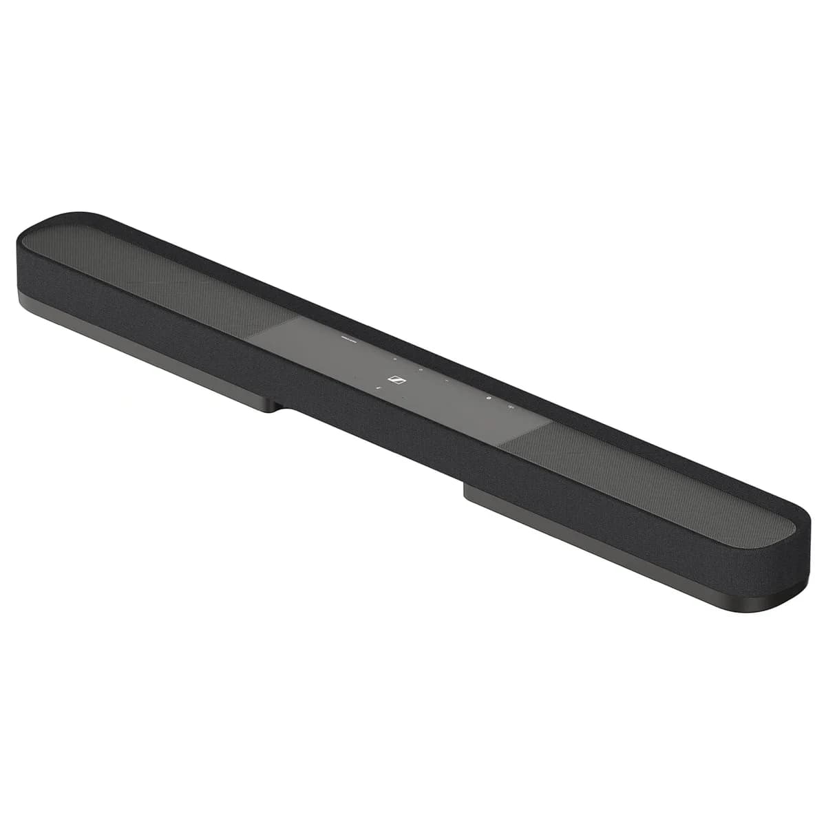 Sennheiser AMBEO Soundbar Plus from behind, showing the angled top plate