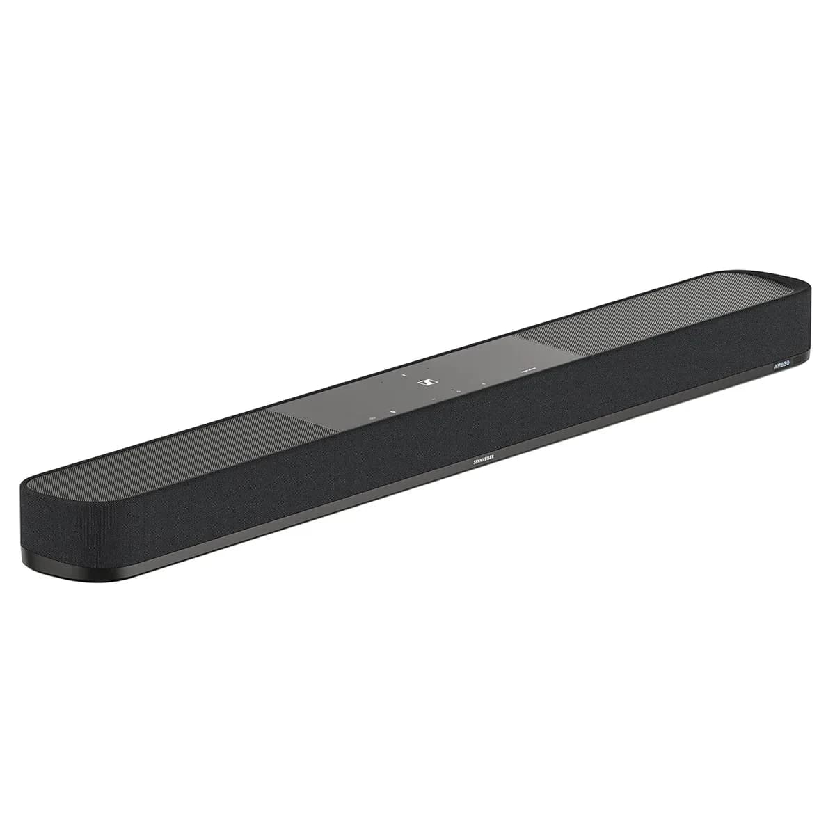 Sennheiser AMBEO Soundbar Plus seen from a front three-quarter angle